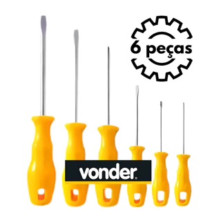 Conjunto de Chaves de Fenda/Phillips Vonder - 6 Peças em Aço Vanádio