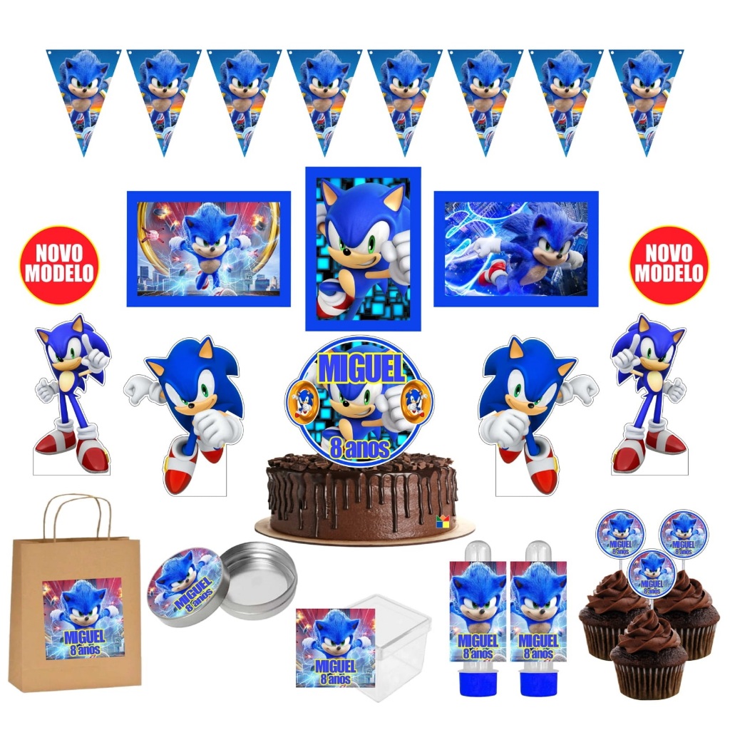 Kit Só Um Bolinho Sonic Para Aniversário | Shopee Brasil