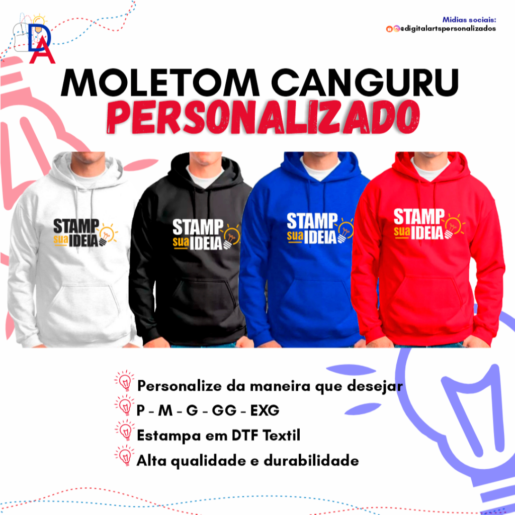 Moletom Canguru 50% Algodão 50% Poliester Personalizado. | Shopee Brasil