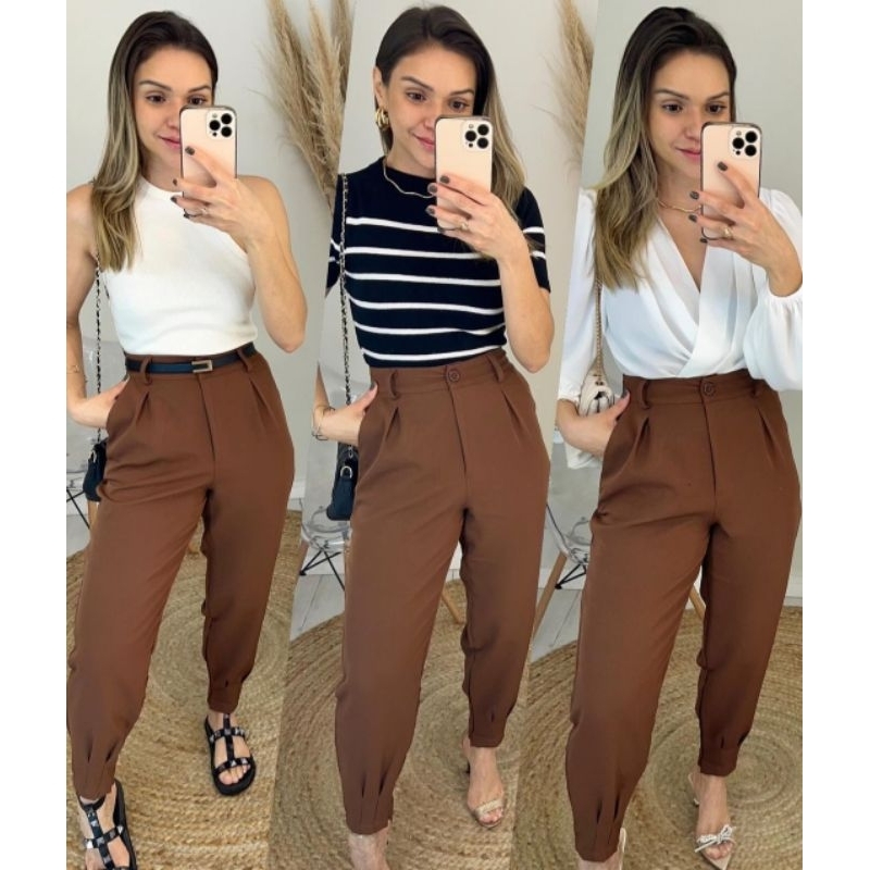 CALÇA ALFAIATARIA CENOURA COM ZIPER NA BARRA ALFAIATARIA COM BOLSO