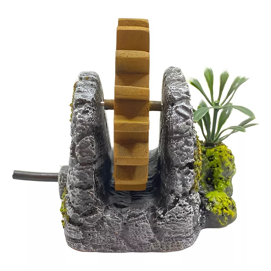 Enfeite Para Aquário- Moinho Roda D'água Oxigenador Decorado