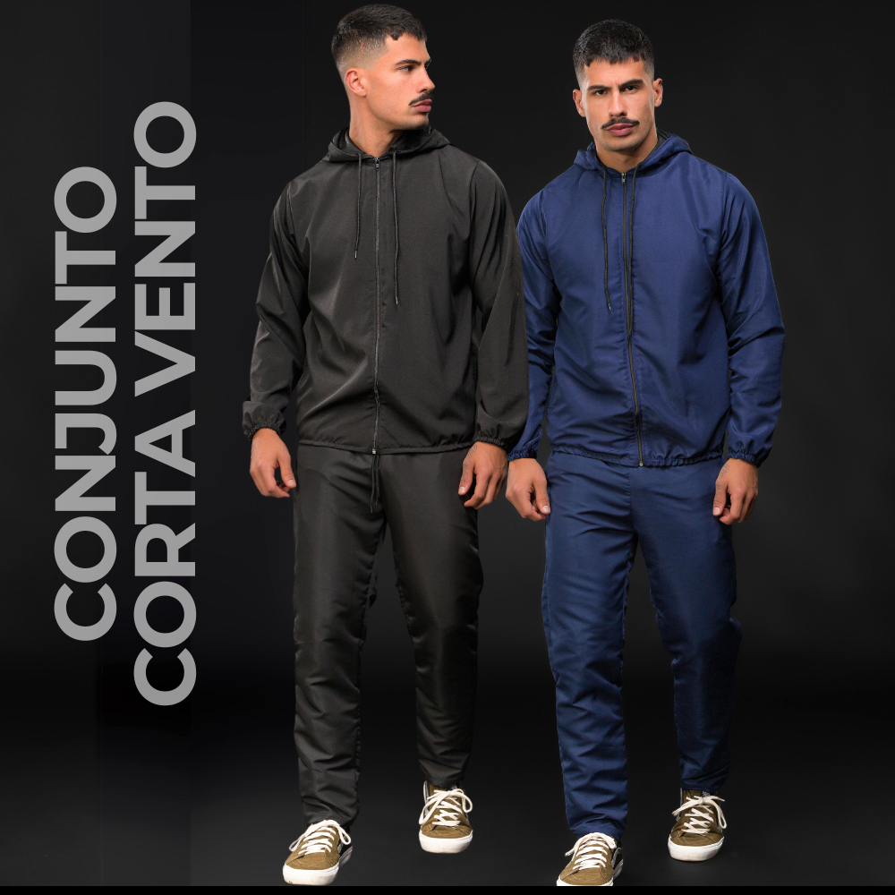 Kit Conjunto Jaqueta Corta Vento Calça Corta Vento Masculina