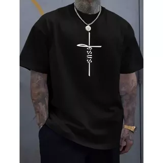 Camiseta Básica Cruz De Jesus (FRENTE) Masculina Feminina Algodão Camisa Costura Reforçada Unissex StreetWear