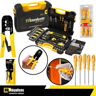 Kit Ferramentas 300 Peças + Alicate Grimpador + Chaves de fenda Com 6 Peças - Titanium/Tramontina