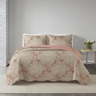 Kit Colcha Cobre Leito Queen 3 Peças Estampada