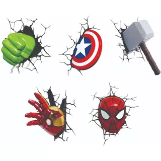ADESIVO PAREDE VINGADORES SAINDO PAREDE 3D