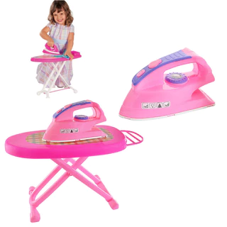 Ferro e Tábua De Passar Rosa - Brinquedo Infantil Faz De Conta