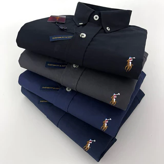 Nova coleção Camisa 100% Algodão - Oxford - lisas - Custom Fit Masculina Luxo Camisa Social Casual Festa Envio Imediato Manga longa