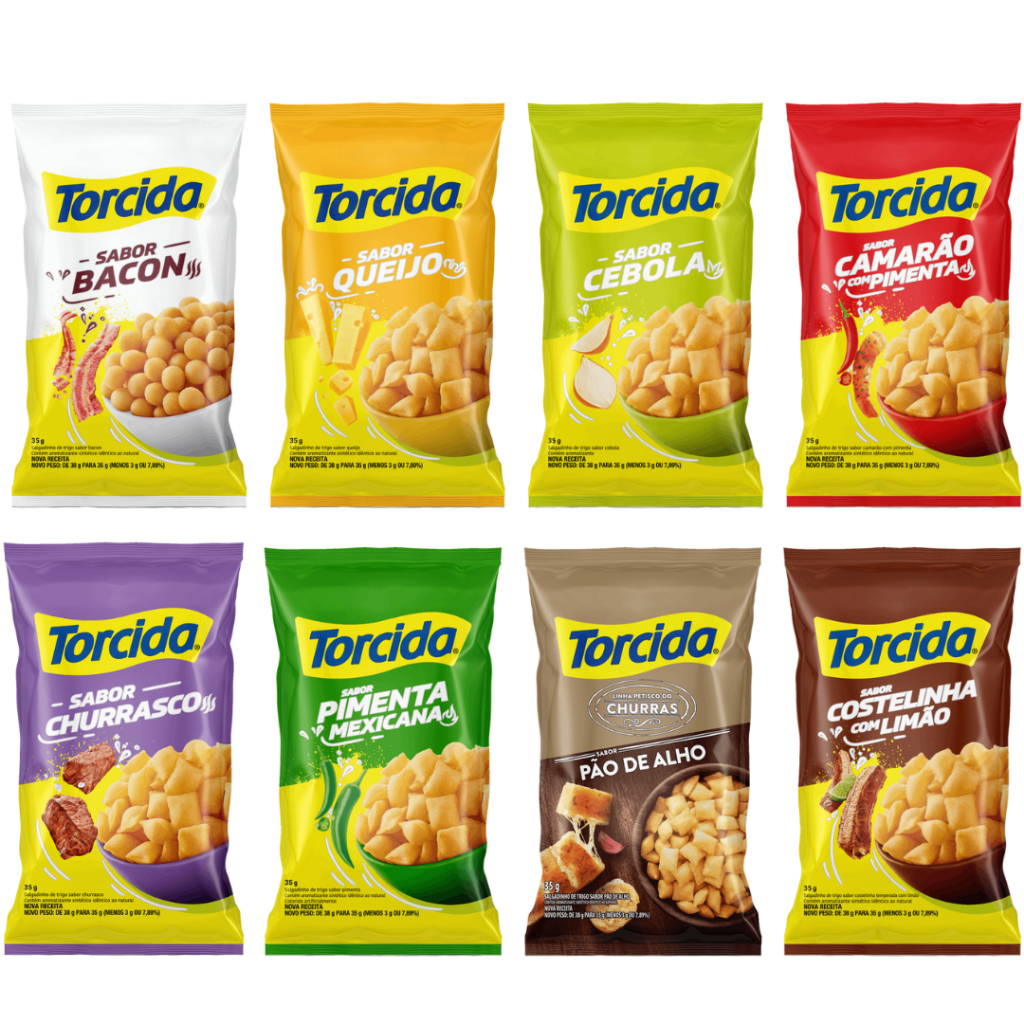 Kit 20 Pacotes De Salgadinho Lucky Torcida Sabores Misturados - 35g