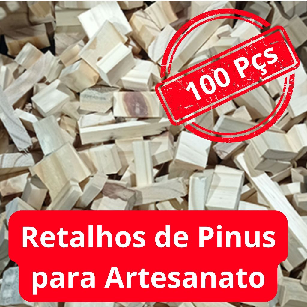 100 Retalhos De Madeira Pinus Diversas Medidas Para Artesanato