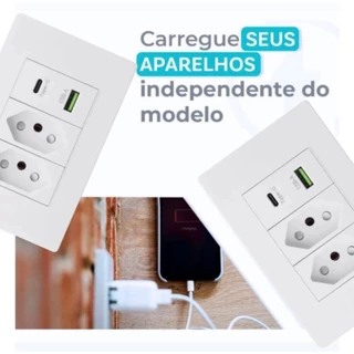 Tomada ou Sem Tomada para Parede Universal com Entrada USB Com 1/2 Interruptor e Módulo Carregador USB de Celular