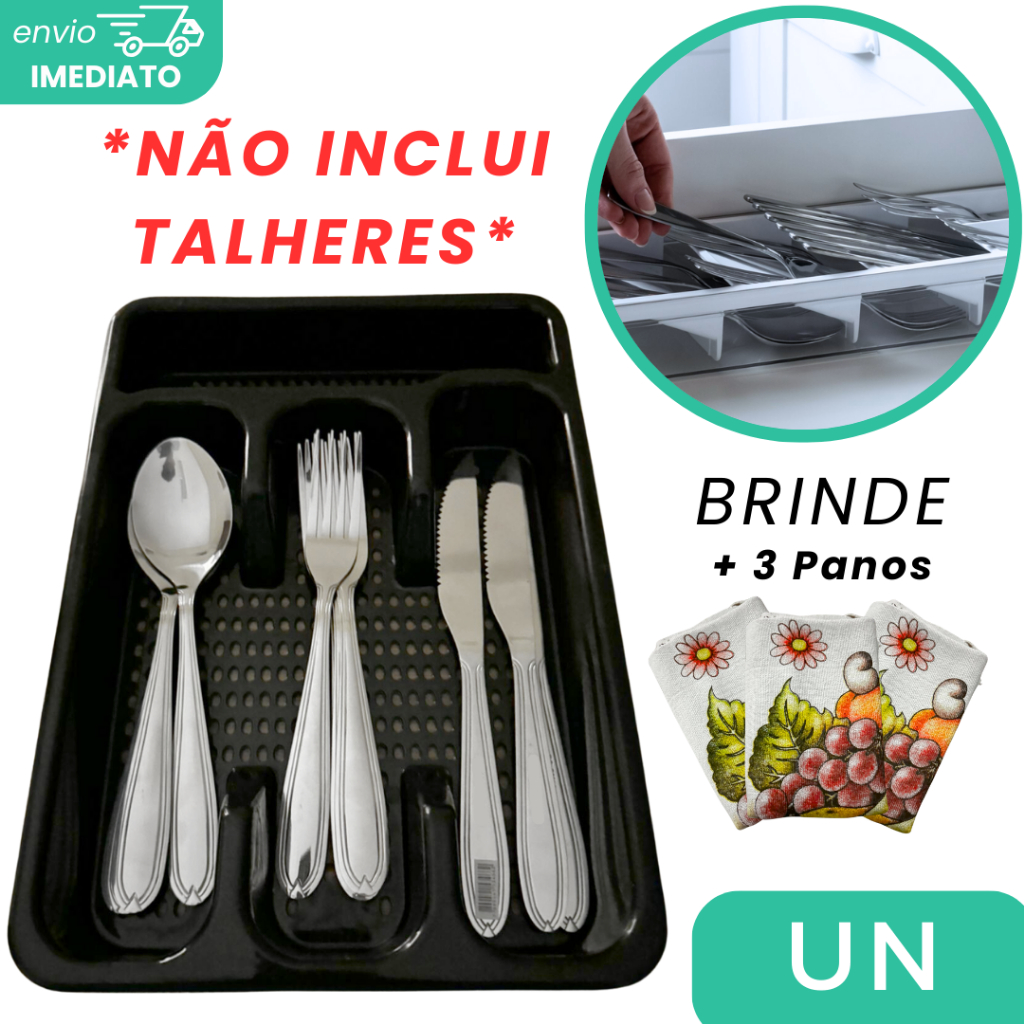 Kit Cozinha Bandeja Organizadora +3 Pano de Pia Limpeza Uso Geral ...