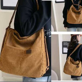 Bolsa De Ombro Lona Tecido Feminina Casual Transversal Moderna Estilo Vintage Moda