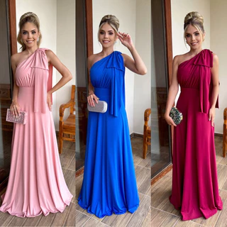 Vestido Longo com Laço no Ombro Millena