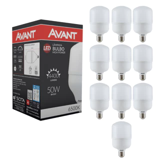 Kit 10 Lâmpadas Led Bulbo Alta Potência Branco Frio 6500k e27 20w 30w 40w 50w Avant Original