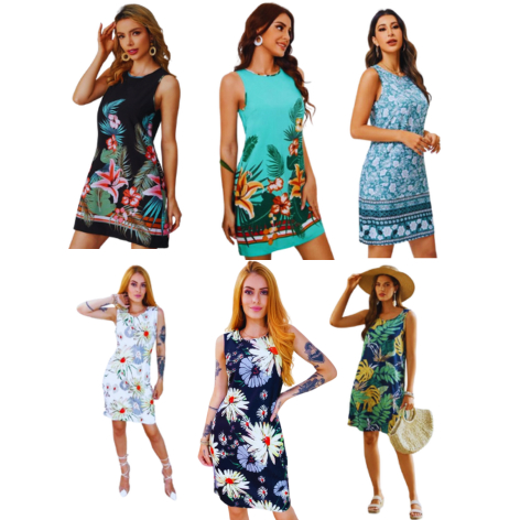 Kit de 5 Vestidos Liganete Regata-Moda feminina-Barato-Revenda-de ...