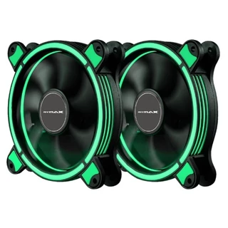 Kit 2 Fan Cooler Ventoinha Gamer Mymax Spectrum Ring com Led Verde p/ Gabinete 120mm 12cm