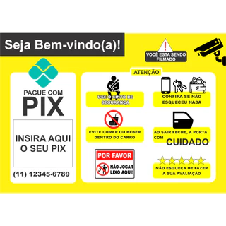 Kit com 2 Placas Personalizadas Pix QR Code para aplicativo de 99POP UBER Taxi