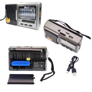 Radinho De Bolso Recarregável USB Lanterna Am/fm Pen Drive 110/220v Radio Pilha E Bateria Música