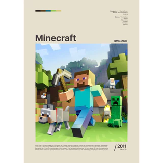 Quadro Minecraft para quarto gamer, impressão de jogos, presente para gamers, pôster de videogame, arte com moldura para decoração escritório