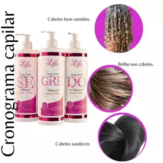 Cronograma Capilar kit Hidratação + Nutrição + Reconstrução 500g Tratamento cachos