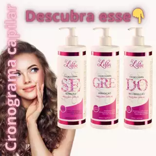 Kit Cronograma Capilar Nutrição Reconstrução + Hidratação Tratamento Para Cabelos Lisos e Cacheados