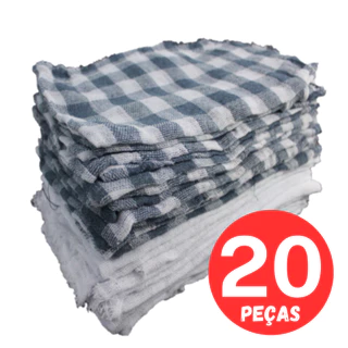 Kit Pano de Chão Multiuso Grande com 20 10 05 Unidades Saco Xadrez e Branco Limpeza 40X60