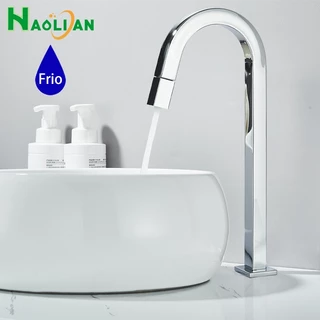 Torneira Bica Alta Luxuosa Cromado Preto Para Pia De Banheiro Metal Água Fria