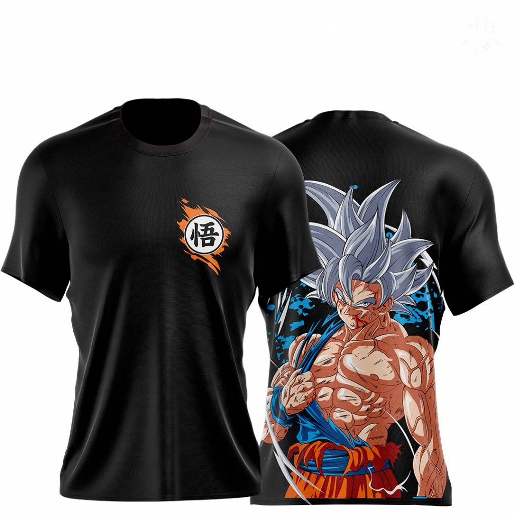 Camiseta Personalizada Goku Instinto Superior Dragon Ball Camisa Dry fit Modelo 1