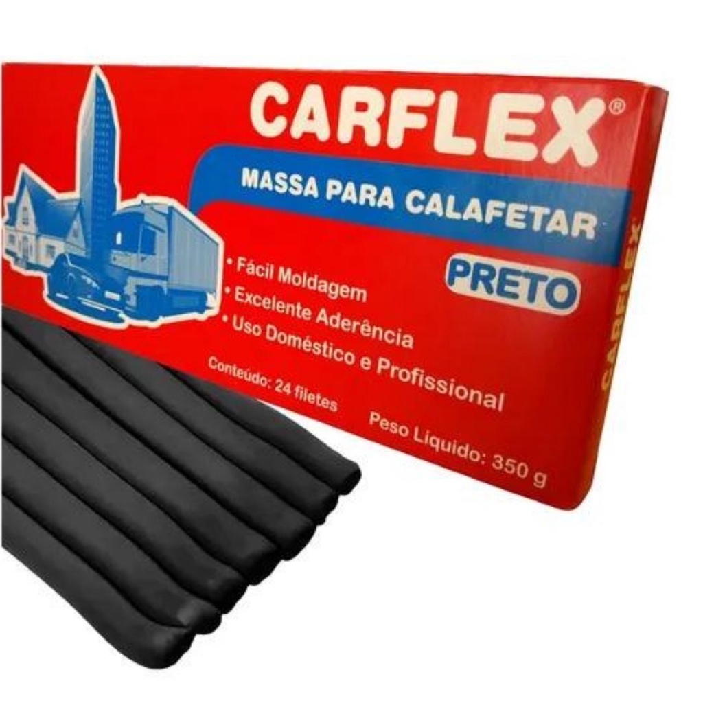 Massa Para Calafetar Mastiflex Carflex PRETO 24 Filetes 350g - 1 Caixa ...