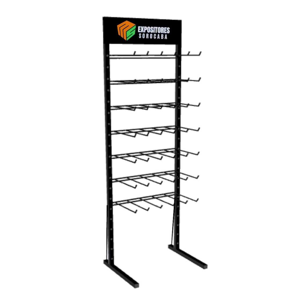 Display Expositor para Temperos e Encartelados em Geral com 42 Ganchos - Preto