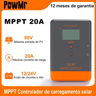 PowMr 20A MPPT Controlador De Carregador Solar 12V 24V Controlador Solar Automático PV Entrada máxima 60Voc Garantia gratuita