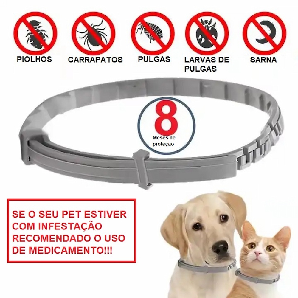 Coleira Para Pet Anti Pulga Carrapato Para Cachorro Gato Ajustável ...