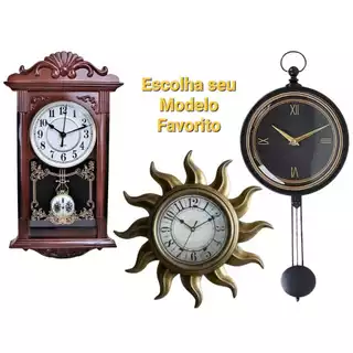Relógio De Parede Com Pêndulo Retro Vintage Clássico Plástico Tipo madeira Rustico
