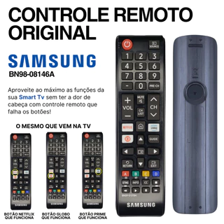 Controle TV Original Samsung Smart Hub BN98-08146A