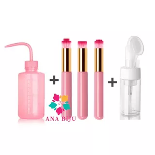 Kit Limpeza Extensão de Cílios Com 120ml Frasco Pump Espumador+3 unidades Pincel+150ml Frascos Dosador Pisseta em Oferta na Shopee