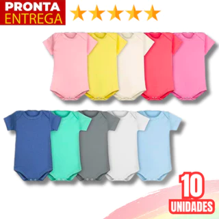 10 Unidades Body Manga Curta Infantil Cores Lisas