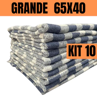 KIT 10 Pano de chão xadrez Extra Grande pano de limpeza 65x40