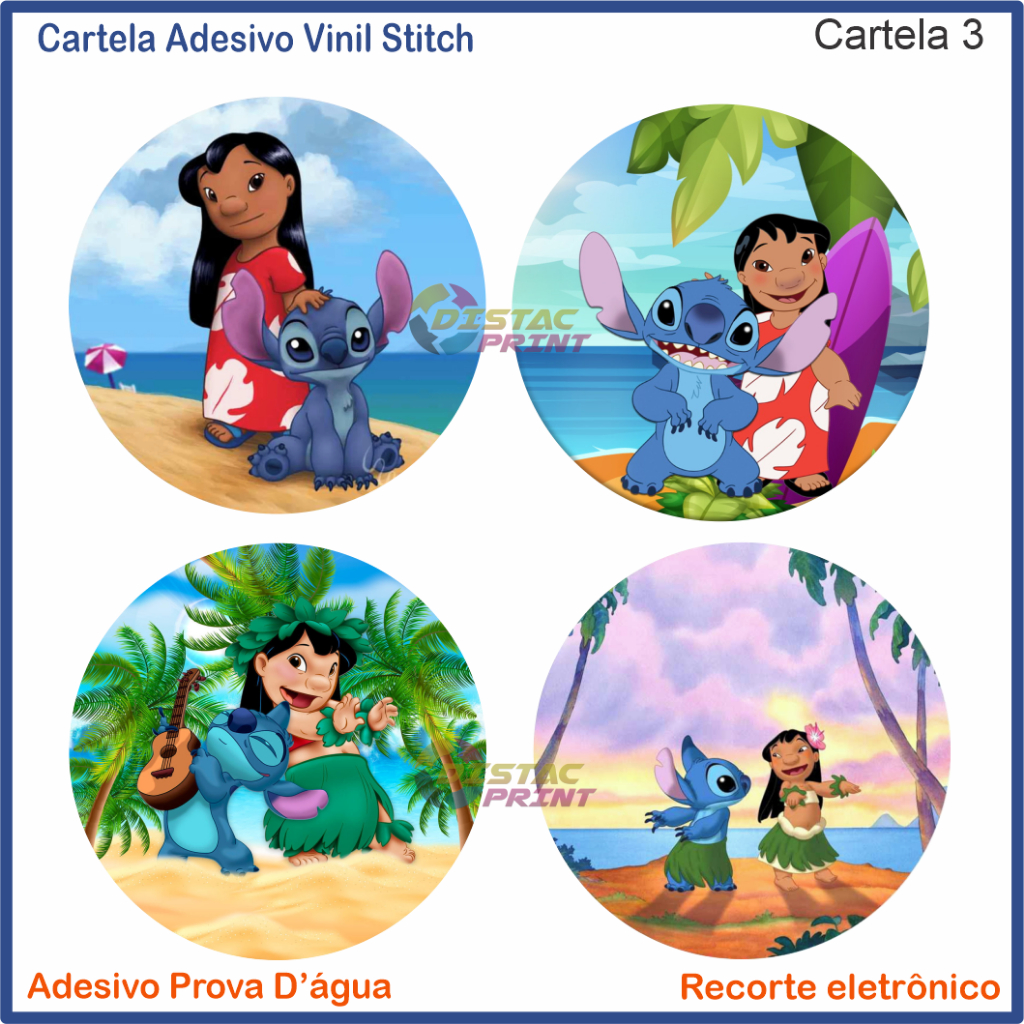 Kit De 120 Etiquetas Adesivas Lilo e Stitch Angel | Adesivo Redondo ...