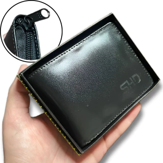 Carteira Masculina Couro Legitimo Fecho Com Zíper resistente PRETO/MARROM