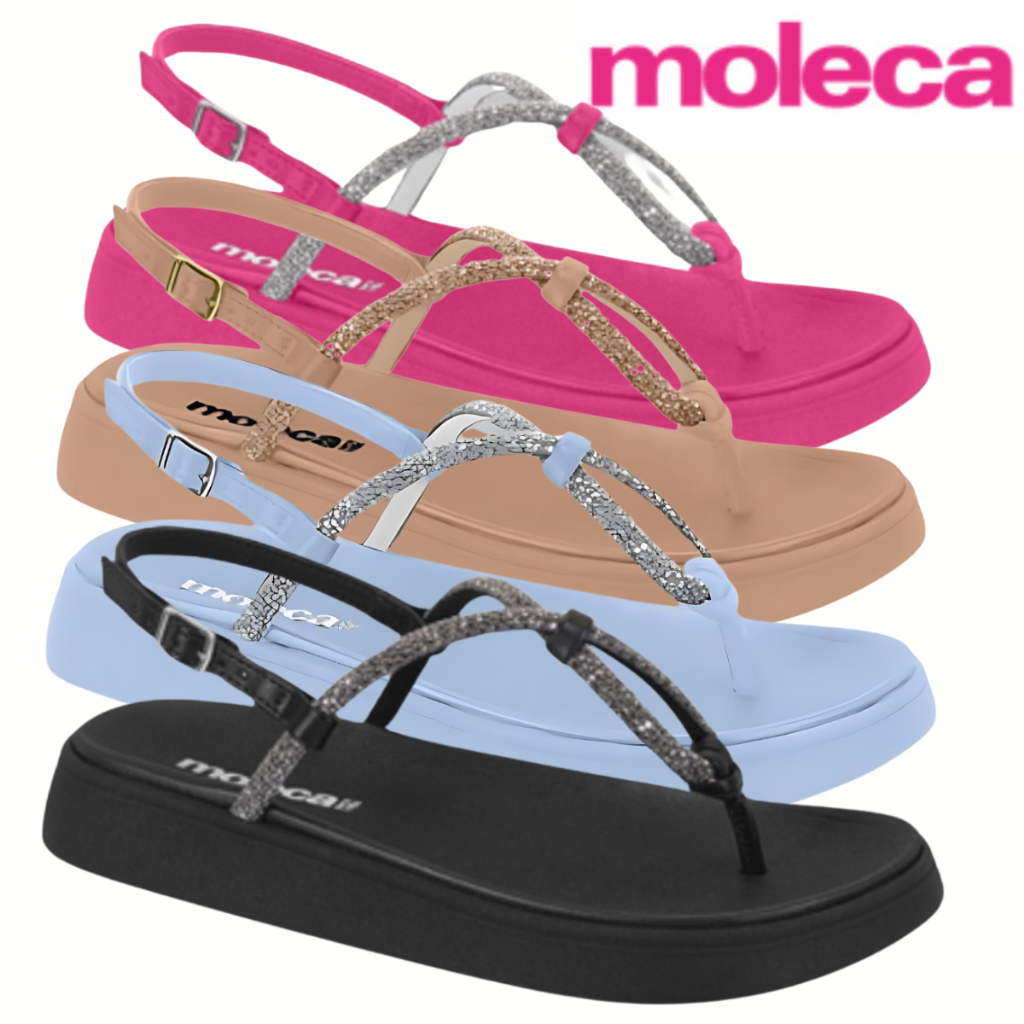 Sandalia Moleca Original Feminina Papete Birken Flat Chinelo Chinela Strass Slide Rasteira Rasteirinha