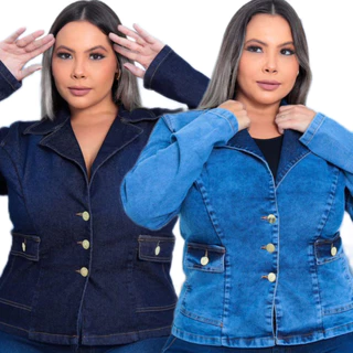 Jaqueta Jeans Feminina Blazer Plus Size Social Inverno