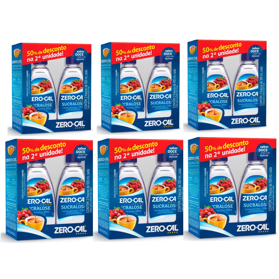 KIT PACKS Adoçante Líquido Sucralose Zero Cal Frasco 100ml Cada Unidade ...