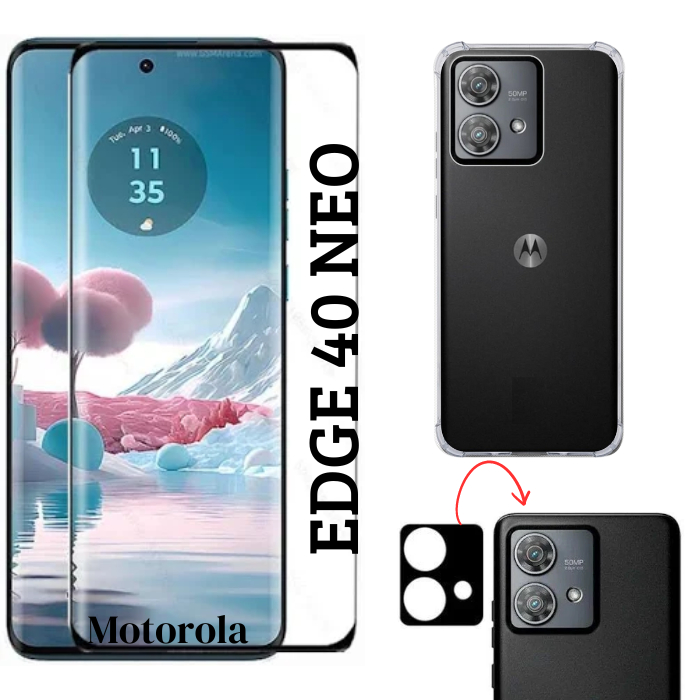Película Cerâmica 9D - Motorola - Edge 40 Neo - Película da Câmera 3D - Capa Capinha