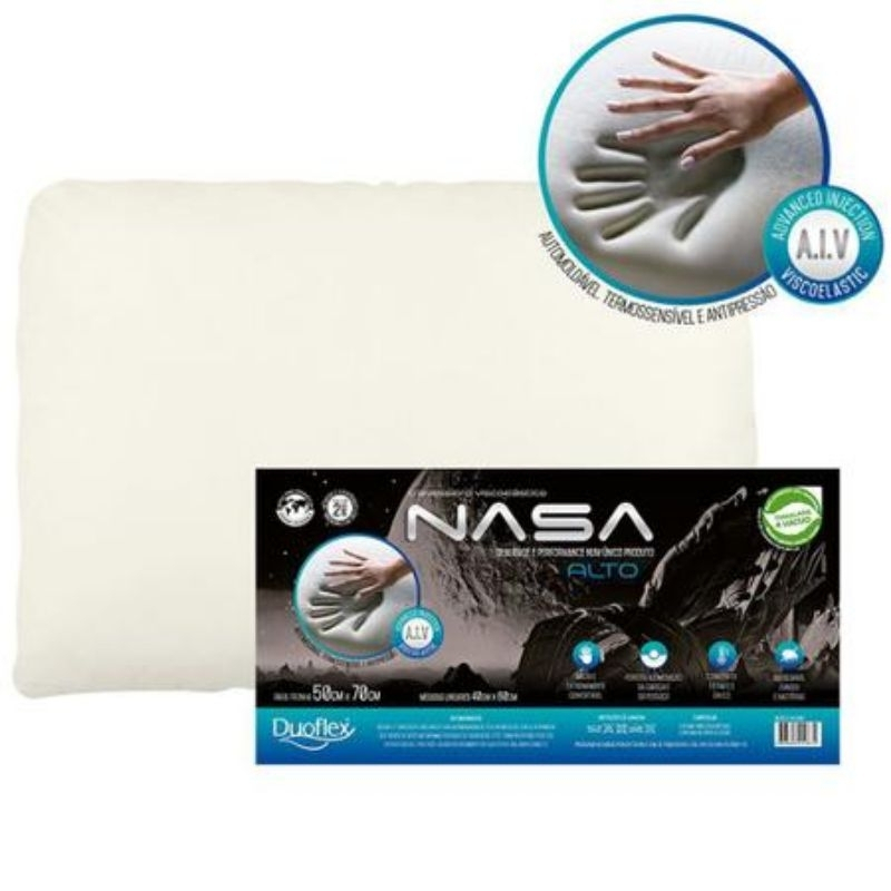 Travesseiro NASA Original Antialérgico Viscoelástico Alto e Macio