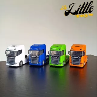 Miniatura caminhão Scania - (1:48) Laranja, Verde, Azul e Branco