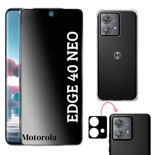 Película Cerâmica 9D Privacidade Fosca - Motorola - Edge 40 Neo - Película da Câmera 3D - Capa Capinha