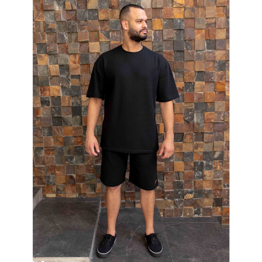Conjunto Masculino Oversized Streetwear Tecido Texturizado