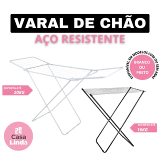 Varal De Chão Slim Compacto Em Aço Retrátil Reforçado Mor - Com Abas e Sem Abas