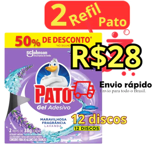 Refil Gel Adesivo Pato Lavanda 2 unidades com 6 discos cada